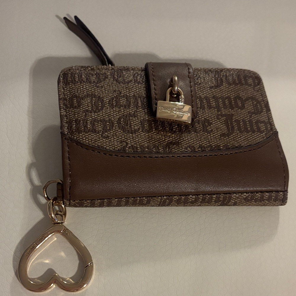 Juicy Couture Tan and Brown Wallet with Heart Charm